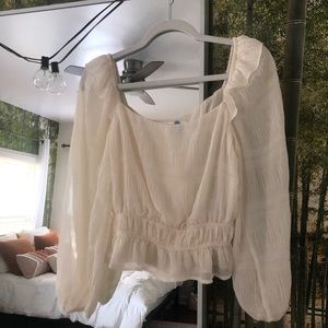 White peasant blouse with ruffled detail